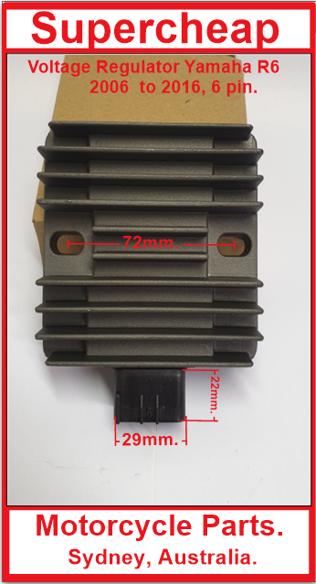 Voltage Regulator, Yamaha R6, 2006 to 2016, 6 pin. image 0