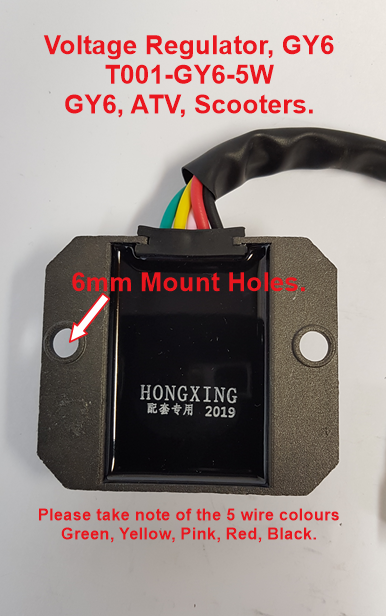 Voltage Regulator,  T001-GY6-5W. 5 wire suits most GY6 powered units image 1