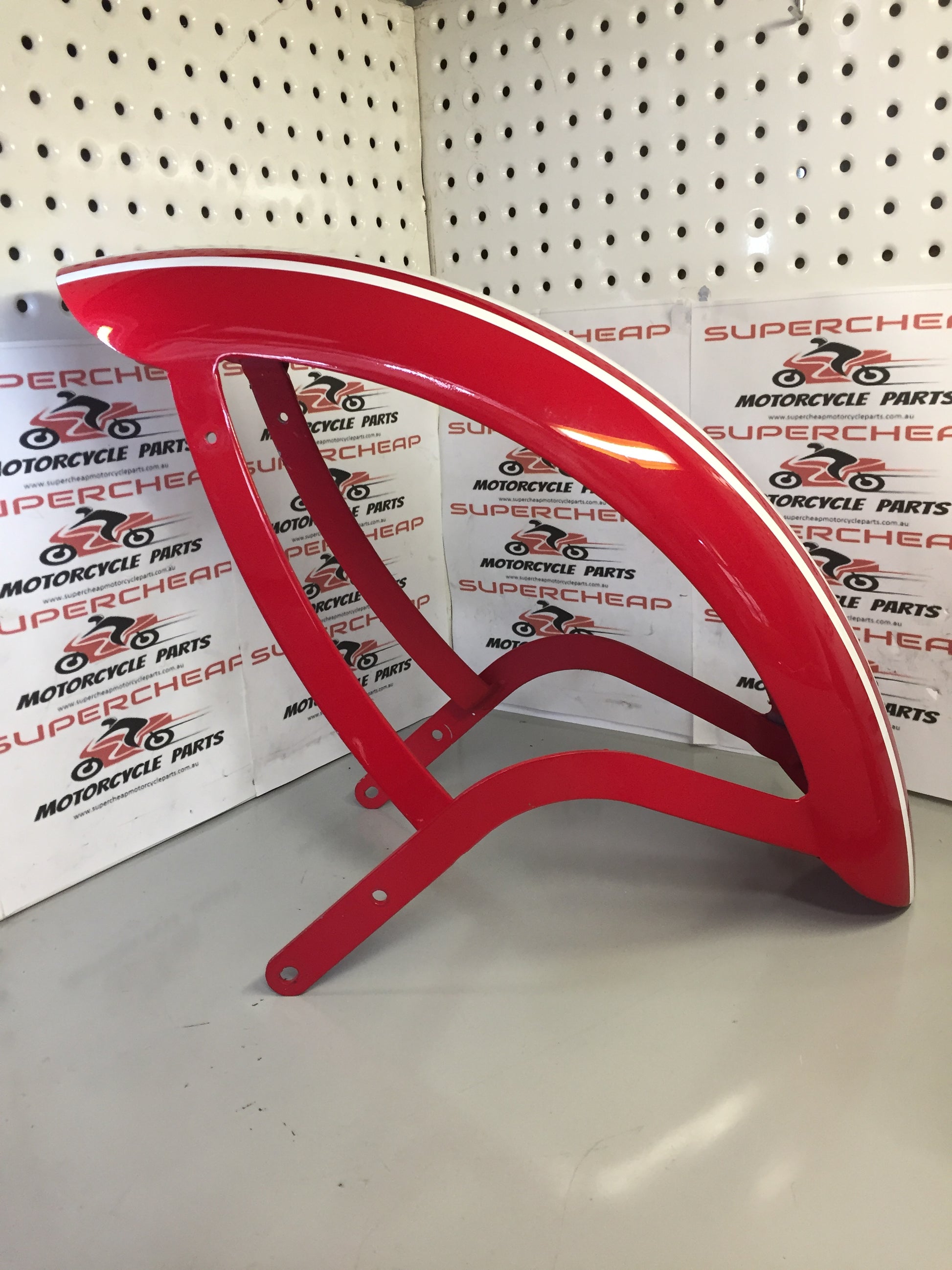 Laro Prostreet and Hunter Daytona Front Mudgaurd, Red with White stripes. image 0
