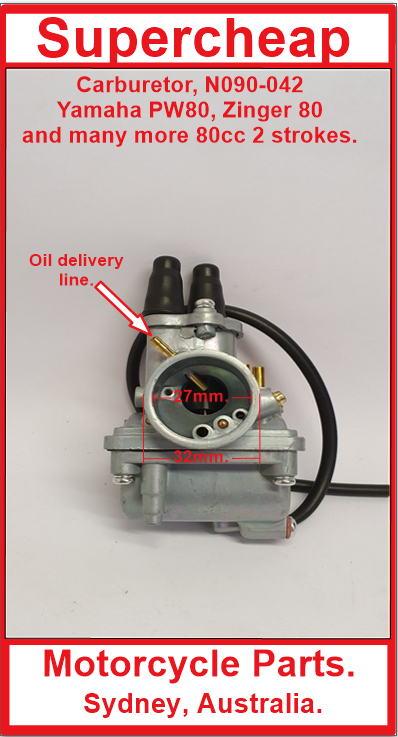 Carburetor, N090-042, Yamaha PW80, Zinger PY80 and many more 80cc 2 strokes. image 2