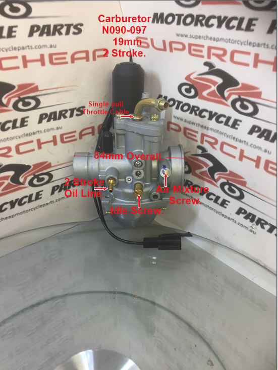 Carburetor, N090-097, 19mm, 2 Stroke, Electric Choke, ATVs, Pit Bikes, QJ 50. image 1