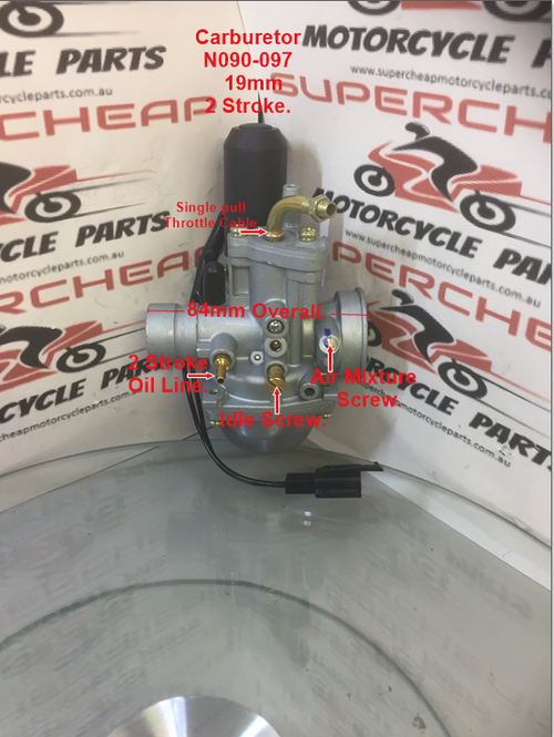 Carburetor, N090-097, 19mm, 2 Stroke, Electric Choke, ATVs, Pit Bikes, QJ 50. image 1