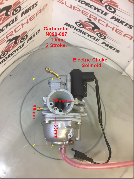 Carburetor, N090-097, 19mm, 2 Stroke, Electric Choke, ATVs, Pit Bikes, QJ 50. image 0