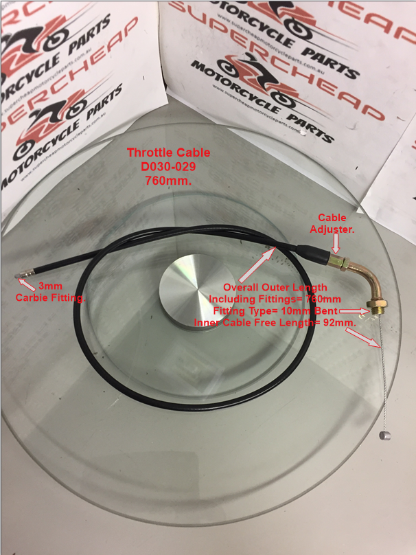 Throttle Cable, D030-029, 760mm, Pit Bikes, Mini Bikes, Pocket Bikes. image 0