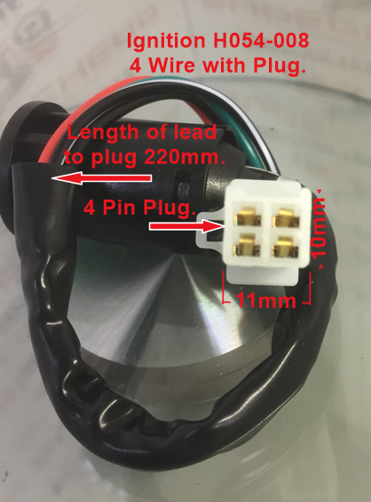 Ignition, H054-008, 4 Wire with Plug, clip in type. Dirt Bikes, ATVs. image 1