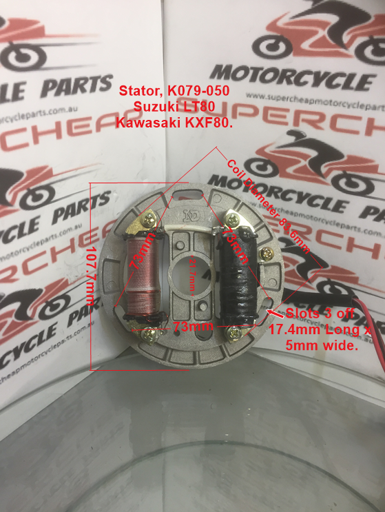 Stator/Magneto, K079-050, Suzuki LT80, Kawasaki KFX80 1987 to 2006. image 0