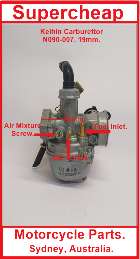 Keihin Carburetor, N090-007, 19mm with R/H cable choke. image 0