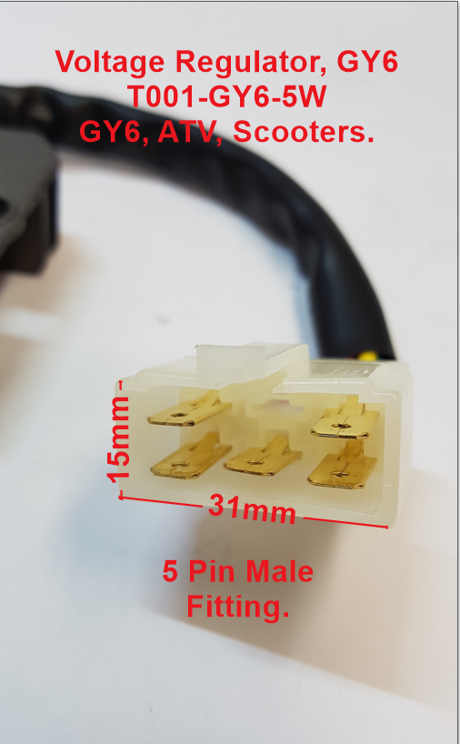 Voltage Regulator,  T001-GY6-5W. 5 wire suits most GY6 powered units image 2