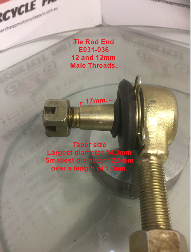 Tie Rod End, E031-036, 12-12mm Male Threads. UTVs, ATVs, Buggies. image 0