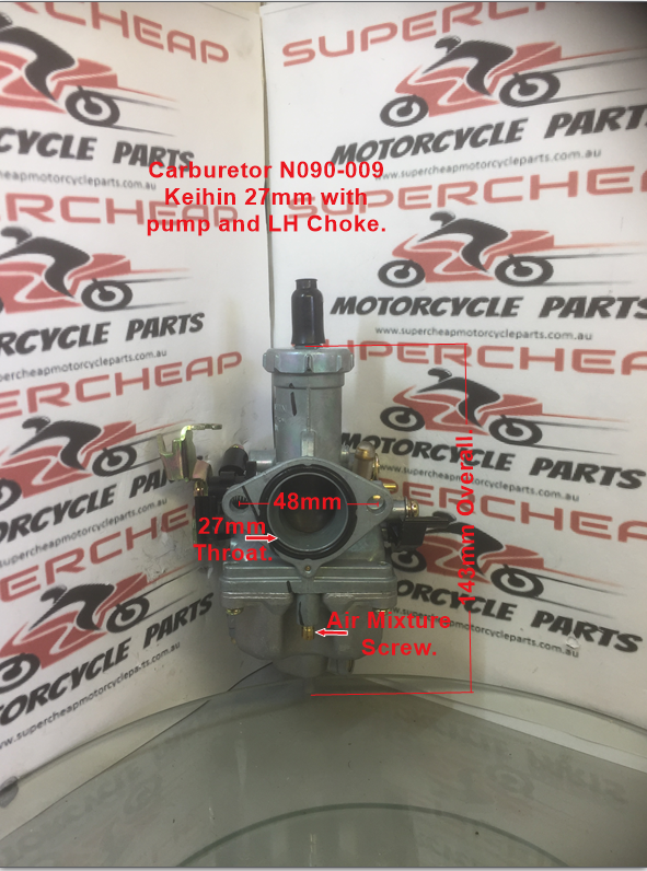 Carburetor, N090-009, Keihin 27mm, with accelerator pump. ATVs, Dirt Bikes. image 1