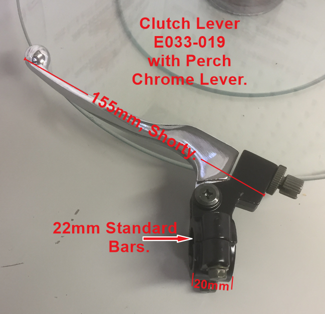 Clutch Lever,  E033-019 with alloy Perch, Shorty. Chrome Lever. image 3