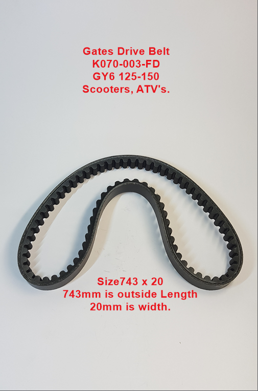 Drive Belt, K070-003, Gates, 743-20, Scooters, ATV's, Buggies, Go Karts. image 0