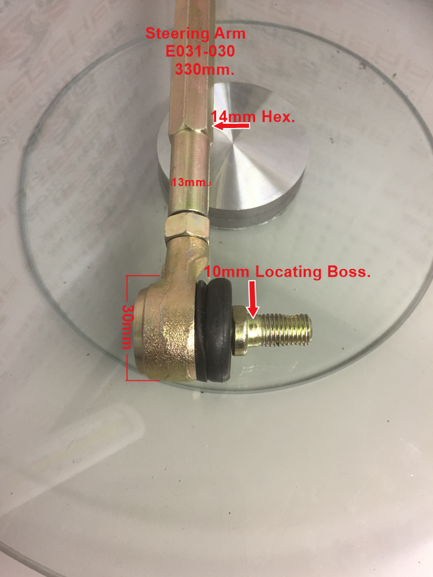 Steering Arm, E031-030, ATVs, Buggies, UTVs, 330mm, L and RH Thread. image 1