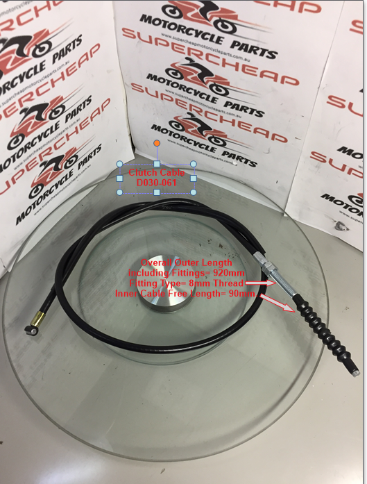 Clutch Cable, D030-061, 920mm Long for Dirt Bikes, Road Bikes, Buggies. image 0