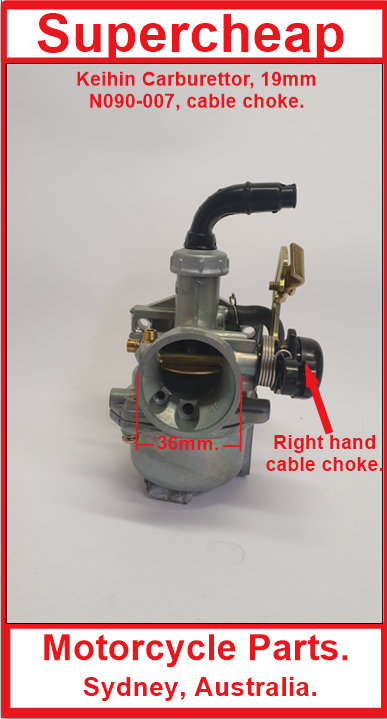 Keihin Carburetor, N090-007, 19mm with R/H cable choke. image 3