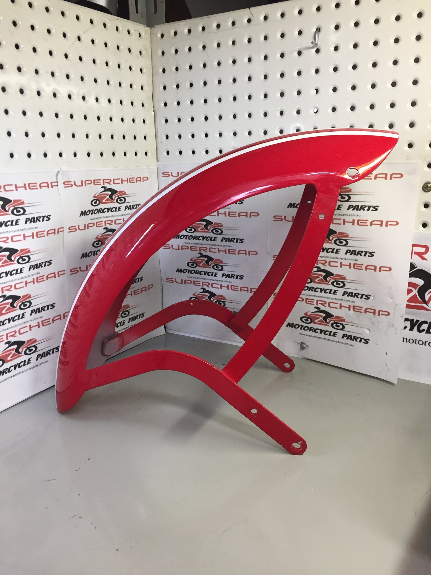 Laro Prostreet and Hunter Daytona Front Mudgaurd, Red with White stripes. image 1