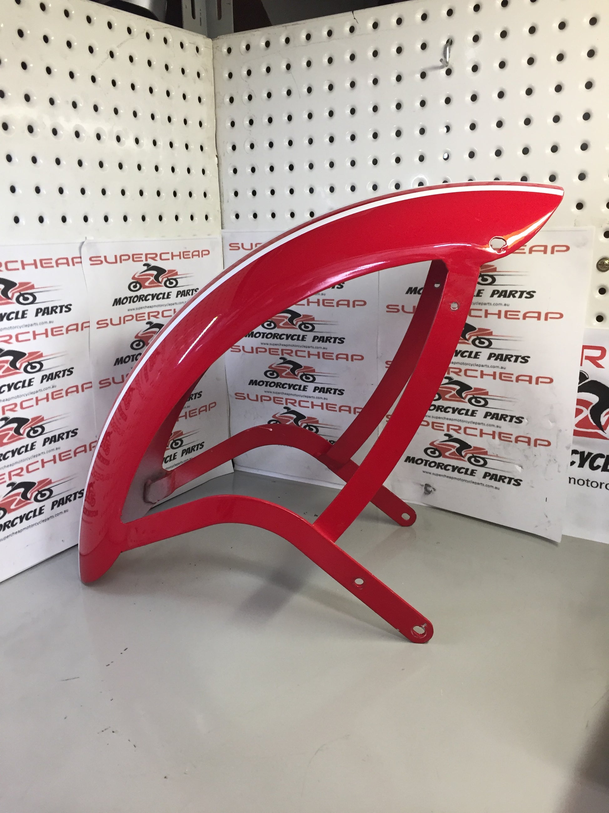 Laro Prostreet and Hunter Daytona Front Mudgaurd, Red with White stripes. image 1