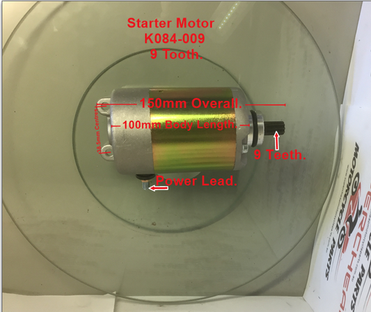 Starter Motor, K084-009, 9-Tooth, CF 250, Honda, Suzuki, Kawasaki, Yamaha. image 0