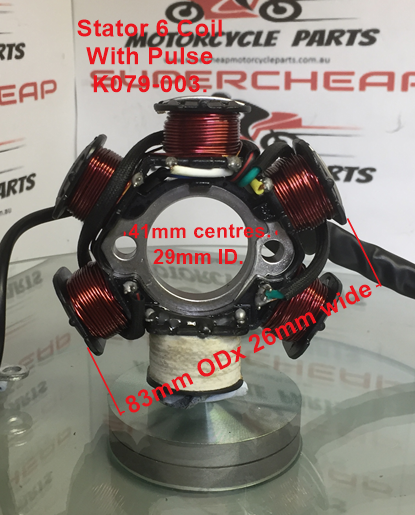 Stator/Magneto, K079-003, 6 Coil with Pulse Coil, 50 to 200cc Pit Bikes, ATVs. image 0
