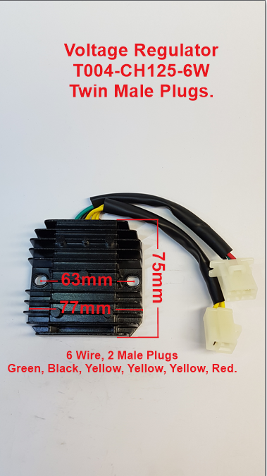 Voltage Regulator,  T004-CH125-6W. 6 wire suits Honda CH125 and 150cc, Honda ATV image 0