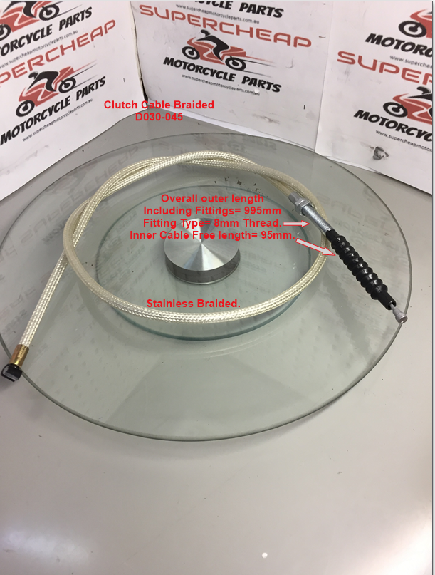 Clutch Cable, D030-045, 995mm , Braided Dirt Bikes,  ATVs, Buggies, Go Karts. image 0