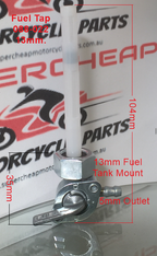 Fuel Tap, M088-022, 13mm Male thread Tank Mount. image 0