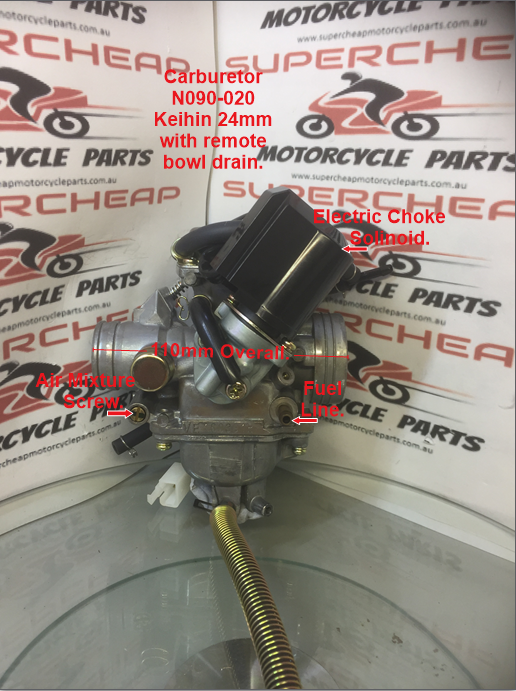 Carburetor, N090-020, 24mm, GY6 125cc-150cc ATV, Go Kart, Moped & Scooter image 2
